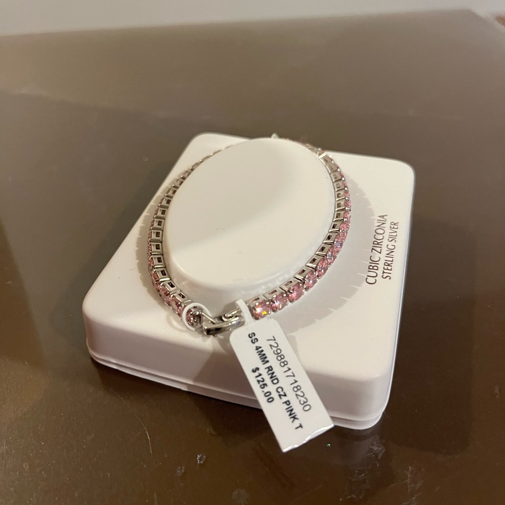 4 MM Pink Round Cubic Zirconia/Sterling